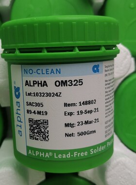 ALPHA阿尔法超细焊锡膏OM325 OM350爱法无铅环低残留优秀外观性