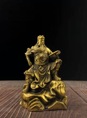 纯铜关公看书h铜像摆件武财神夜读春秋家居装饰品人物客厅桌面