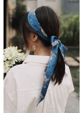 染匠丝巾细长装饰飘带动物绑包窄长条丝巾小领巾女