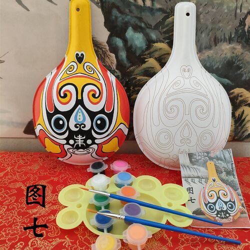 小号diy传统文化手工马勺葫芦社火带纹路脸谱白坯非遗文创教材