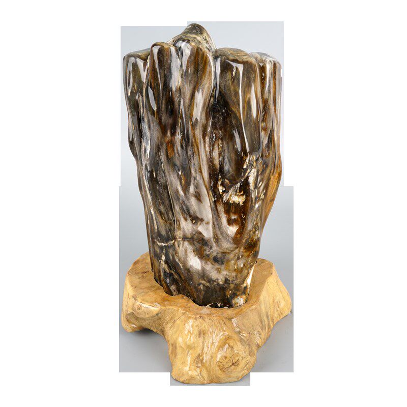 天然树化玉摆件中式家q居装饰摆设乔迁新居店铺开业礼品木化玉