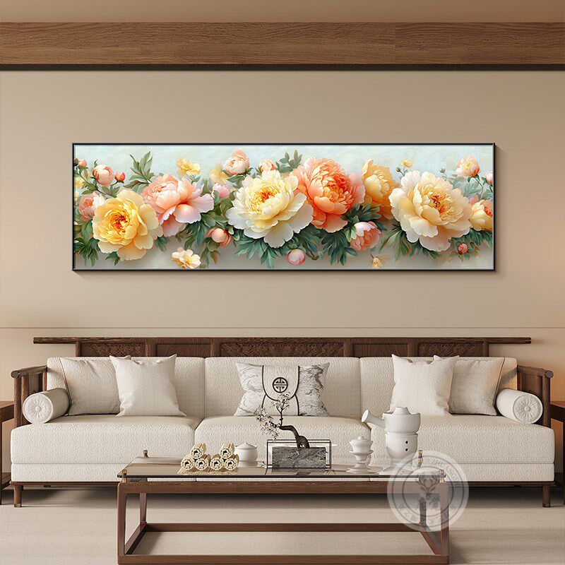 新中式花开富贵卧室床头挂画客厅沙E发背景墙装饰画大气牡丹花壁
