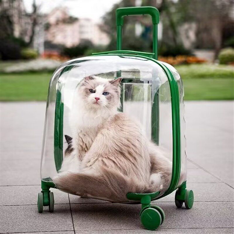 宠物透明拉杆箱猫包推拉箱便携手提旅行箱大容量便携式小推车外出