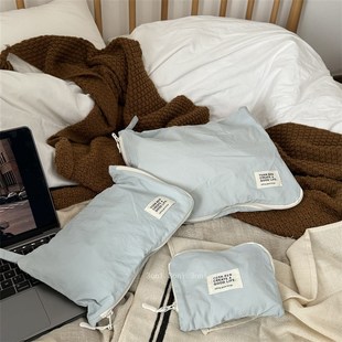 出差行李箱旅游衣物收纳袋!奶微蓝尼龙格面料内衣裤睡衣分装袋