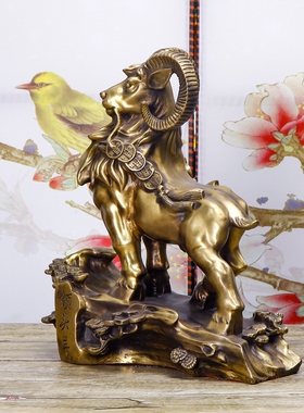 铜羊摆件纯铜招财领头o羊办公室客厅生肖羊三羊开泰工艺品大号山