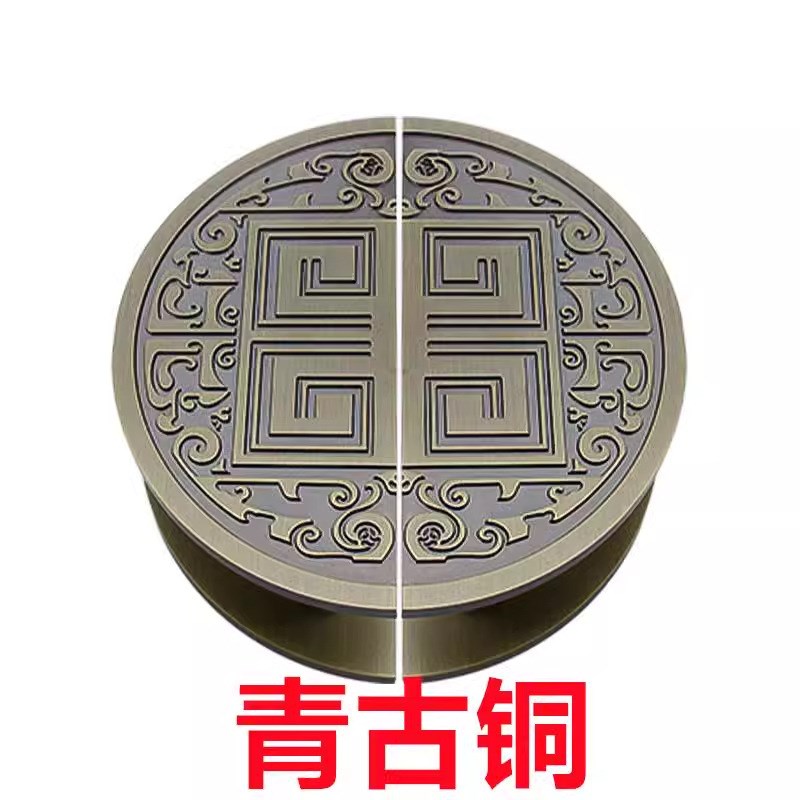 新中式大门拉手酒店实木门把手B仿古雕刻铝板半圆玻璃门把拉手