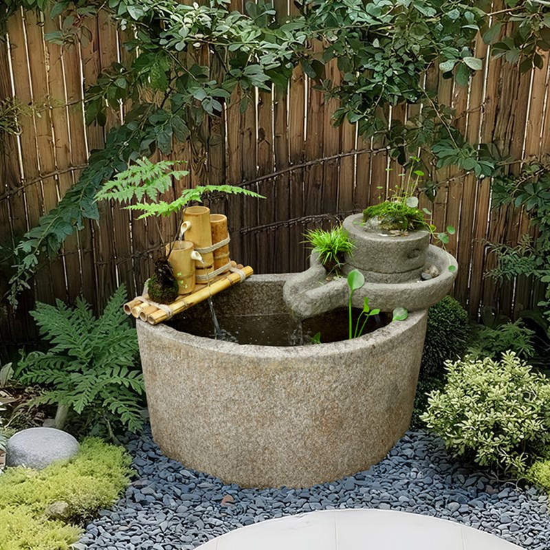 水磨坊户外庭院j流水摆件循环水景观鱼池别墅花园大型鱼缸造景喷