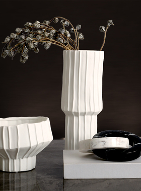 简约现代白色个i性陶瓷花器家居装饰品干花插花花瓶客厅桌面摆件