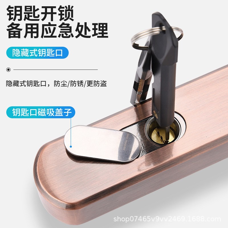 机械密码锁不用电户外o庭院大门铁艺花园双开门防水双面密码锁门