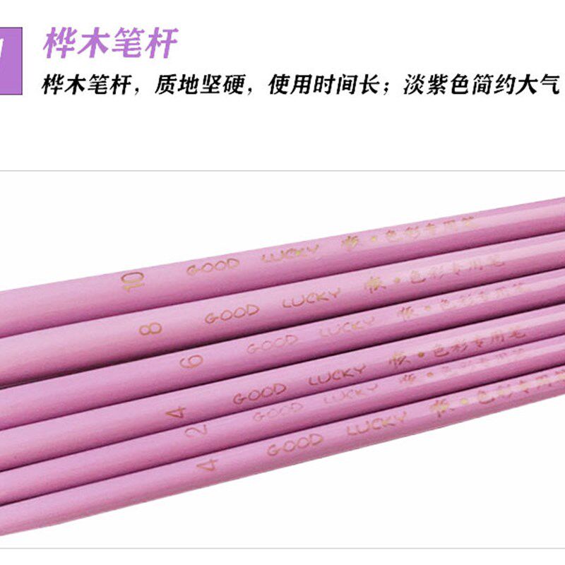 蔡伟斌老师推荐12支装水粉画笔紫色H顺笔套装狼毫笔丙烯美术专用