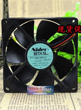 Nidec D09A-24PU 07 24V 0.14A 9CM 9025 变频器散热风扇2线风机