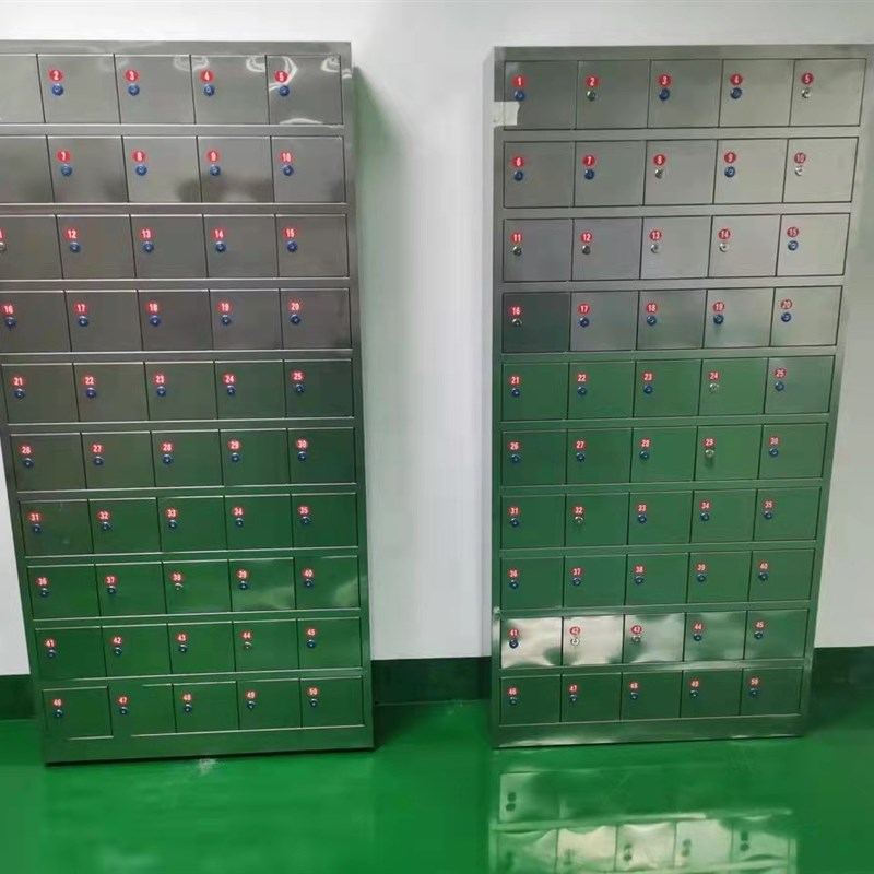 304不锈钢员工手机存放柜学校部队工厂50门带锁寄存柜充电柜定制