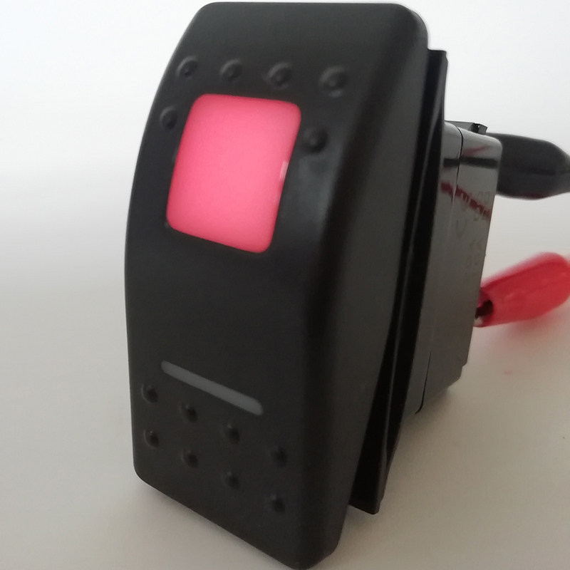 房车改装12V汽车船形开关三档上复位红下开自锁(ON)OFF ON翘板新