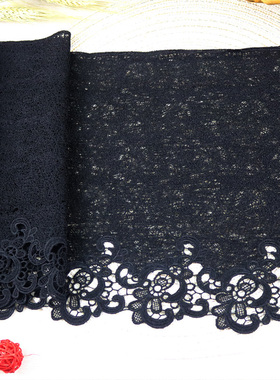 宽28c牛奶丝黑白色花边布料装饰裙子下摆窗帘接长桌布辅料条码