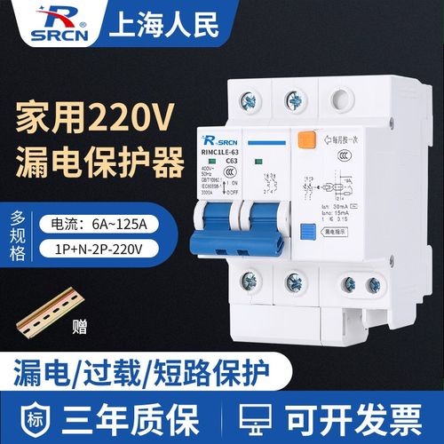 上海人民家用漏电保护器DZ47LE-63总闸空气开关空开2P漏保开关32A