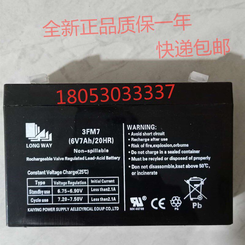 儿童电动汽车电瓶龙威牌 6v7ah 蓄电池包邮 LONG WAY 3FM7 正品