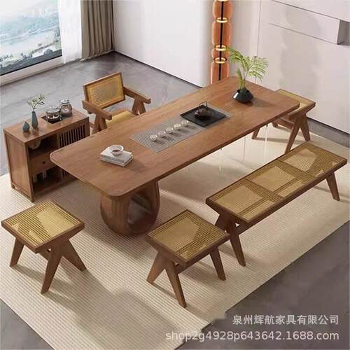 现简约实木公室接待泡茶桌子家用客厅大板原木猫洞茶台茶厂家