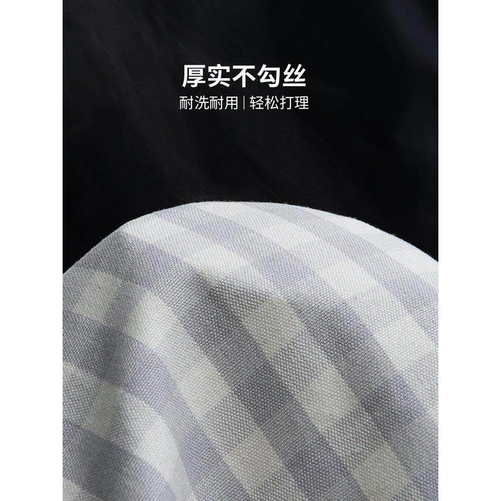 xyt夏季凉感格子粗布凉席麻布床三件套 亚麻软席件布席夏老