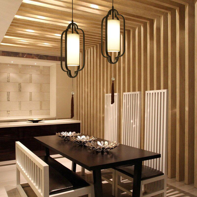 新中式吊灯 现代简约床头灯餐吊灯过道仿古酒店工程灯 复式楼梯灯