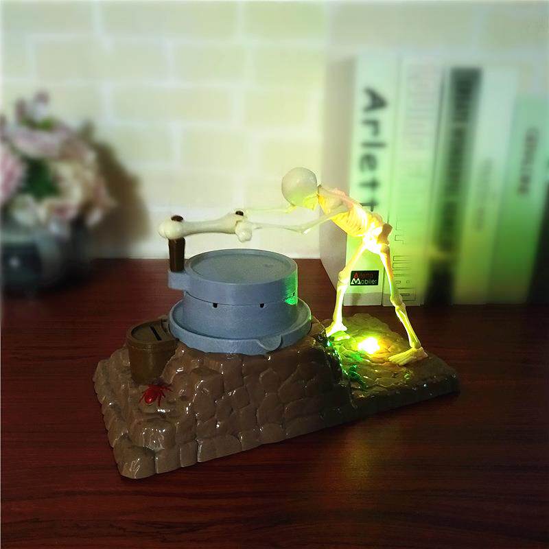 创意骷髅头灯光音乐存钱罐有钱能使鬼推磨万圣节工艺品储蓄罐跨境