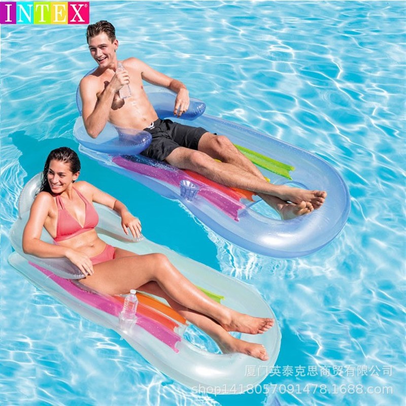 intex58802浮排水上充气浮床水上休闲躺椅充气加厚海滩垫水上