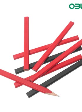 厂】木工铅笔杨木红色漆八角铅笔HB铅芯北美红蓝双色划线笔