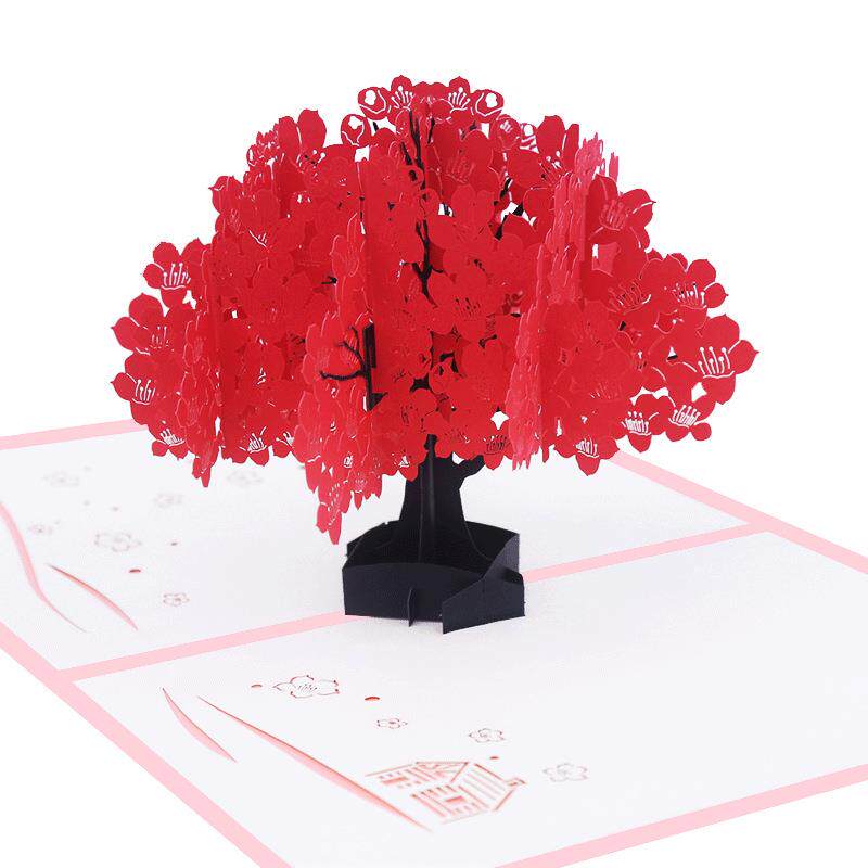 厂家供应3d立体贺卡木棉花情人节卡片纸雕花类感谢卡片