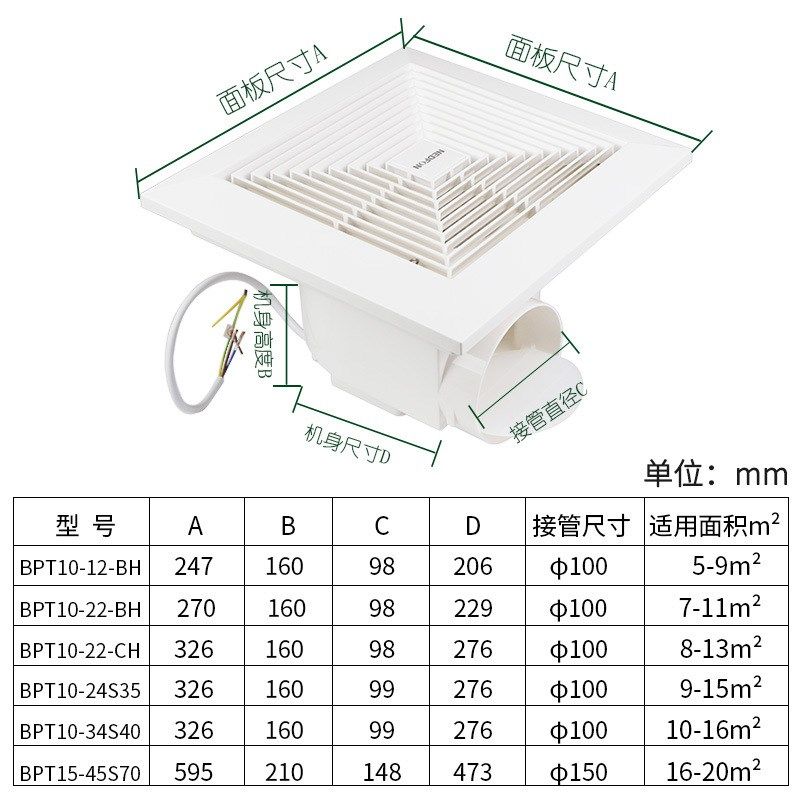 绿岛风8寸排气扇10卫生间家用静音管道吸顶式12厨房强力天花换气