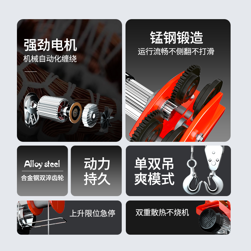 微型电动小型葫芦家用220v带4-6轮跑车小型吊机.0.5//.5吨行吊