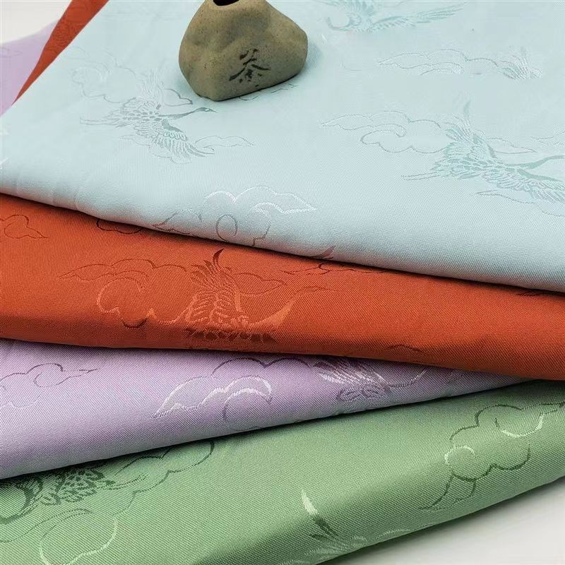 仙鹤汉服旗袍布料少数民族云纹提花绸绸缎布料暗纹云纹手工布