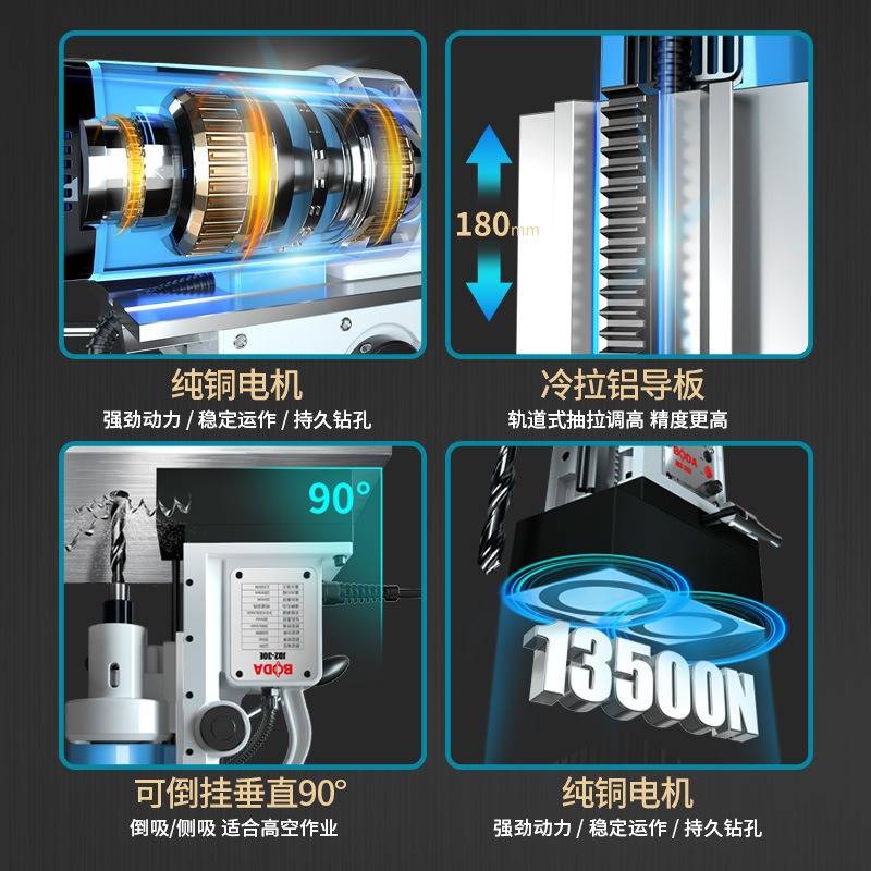 博大磁力钻JD2-30E磁座钻攻丝钻打孔钻空芯钻钢板开孔机磁力台钻