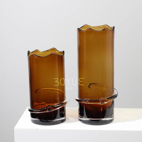 现代简约棕色腰部WSF缠丝琉板璃花瓶样面间客厅餐售楼处桌茶几厅