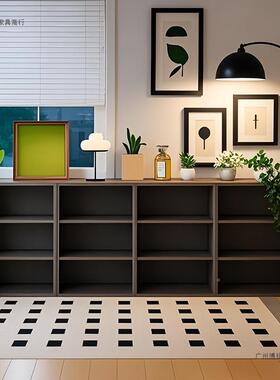 架置书物落地客厅沙侧发边44718格子柜黑色收纳柜靠墙储物柜架书