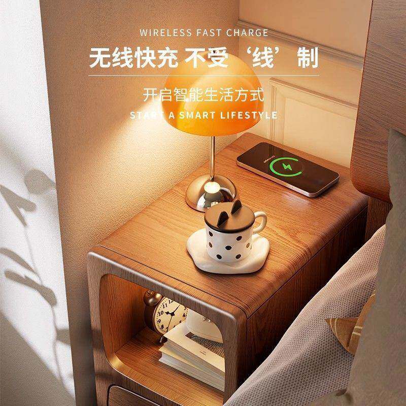 实木床柜代迷你小型极窄带床边超灯头窄简约现卧室夹XXS缝窄边置
