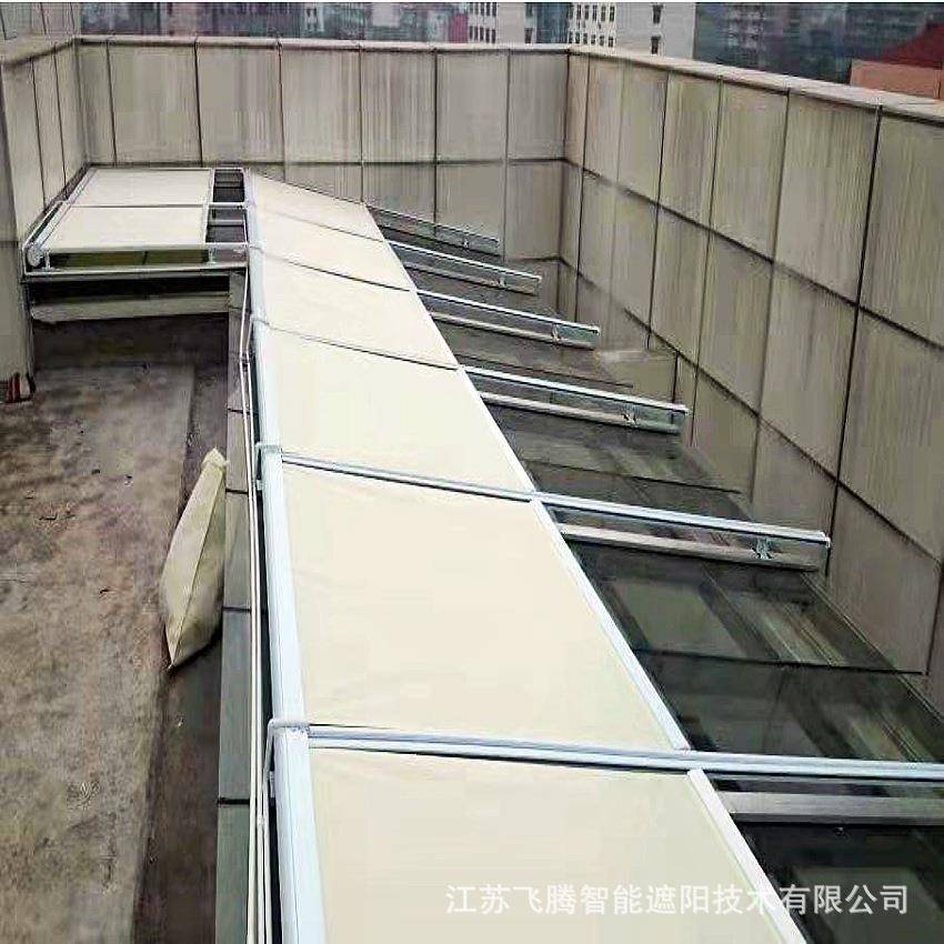 阳光遮房顶电动天幕帘办公天窗阳天幕楼棚02112隔棚热遮阳帘厂家