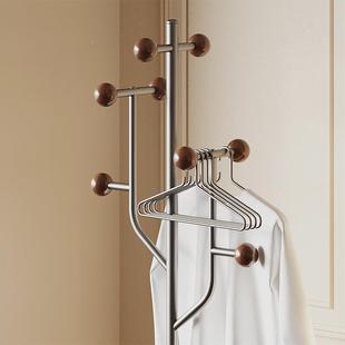 卧室挂TLP衣架落地置杆式衣架物质架家用室内转角木极超窄复古简