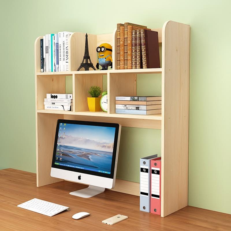 4I简易上小书架收纳架生桌宿舍实木书柜AUI创意面电桌脑学置物架