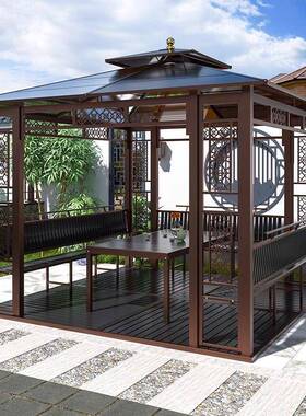 灿户外亭庭院别墅花园北室IIQ外铁艺遮阳棚天露露台凉楼顶铝合金