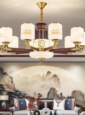 新楼中金式全铜国吊29630灯客厅灯中风别墅复式大气餐厅乌木2025