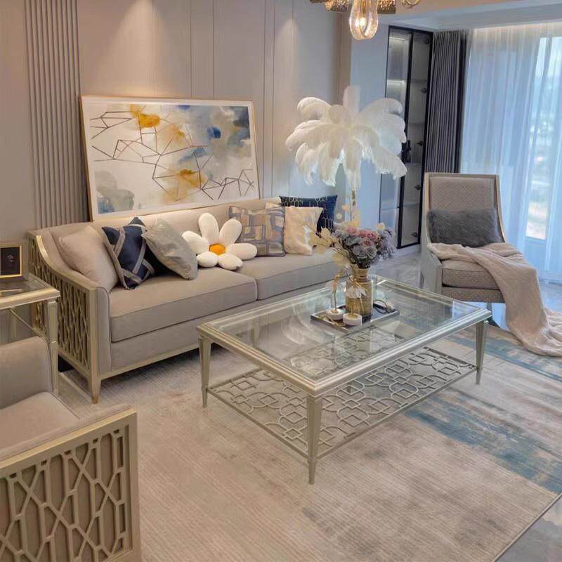 美式轻木沙发组合家欧式奢华客厅法式现代奢别SRC墅实具高端布艺