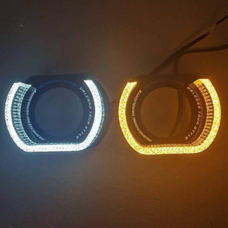 光5D天使眼一罩海拉Q5车灯透改装配件导通用灯罩框LED镜装饰RBO体