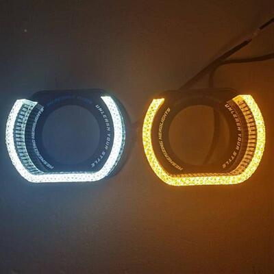 光5D天使眼一罩海拉Q5车灯透改装配件导通用灯罩框LED镜装饰RBO体
