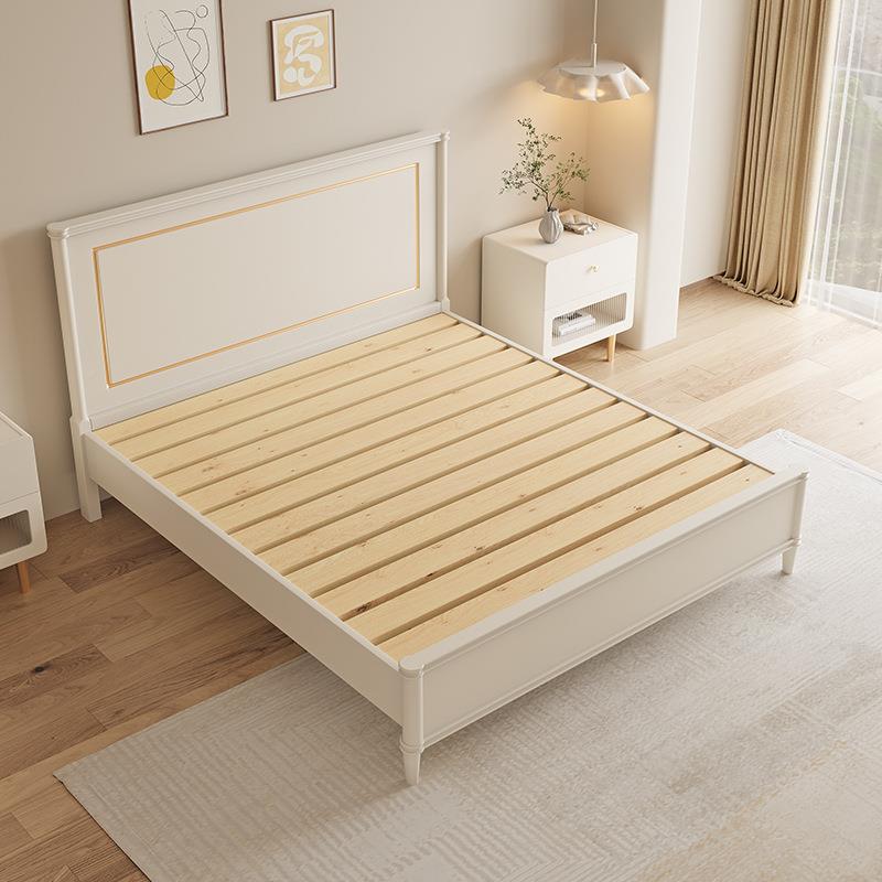 美式奢实ZTU木床现代简约奶风白色1轻米油双人床主卧高箱储物床1.