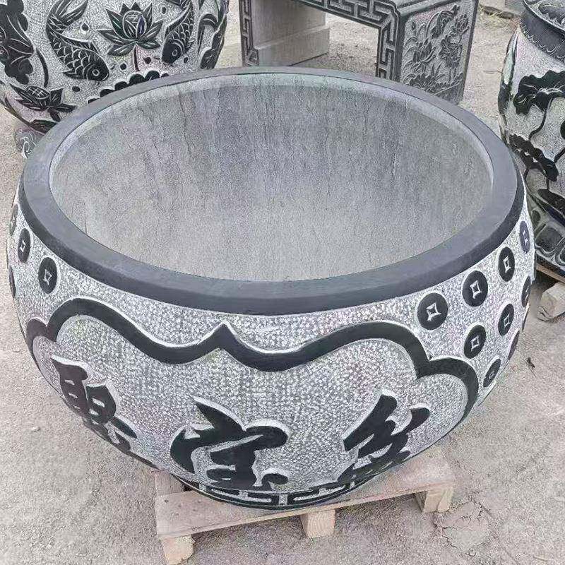 石雕鱼缸花院仿古门海青石缸外荷花缸庭石头水缸养2888鱼户圆盆缸