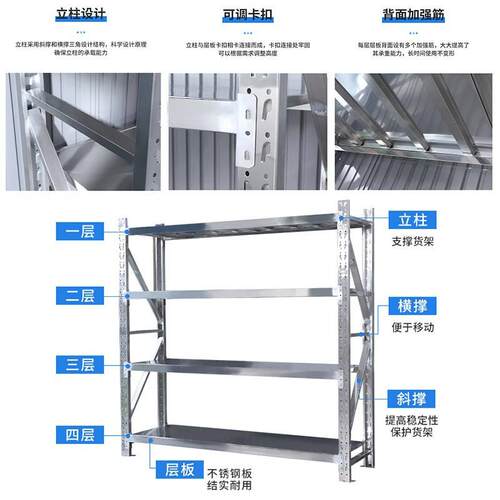 3架04不锈钢储货地下车库冷库仓库加厚重型层架仓子多商用置OTU物