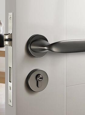 极简轻门锁奢室内卧室房门锁具家用通用木把手分门TFJ体灰色静型