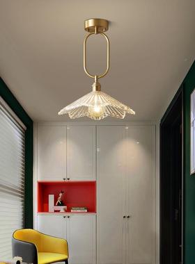 全铜卧床头吊美式轻灯廊奢代简约玄关走过现道创意小XNB吊灯室入