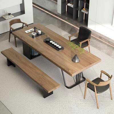 GVF茶实木茶桌台2025新款原木中厅式现代简约家用客办公茶桌组椅