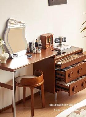 复古实木13924一梳妆台伸缩化妆桌子卧室斗柜收纳转角组可合柜体