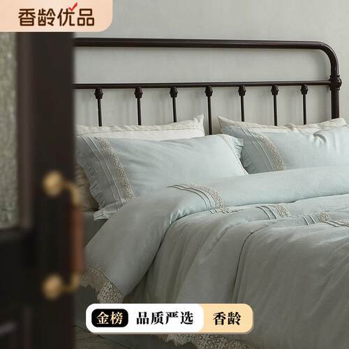 天丝ZJF41701棉麻天浅语/丝肤棉麻蕾丝宽边四件套适裸舒睡亲床单